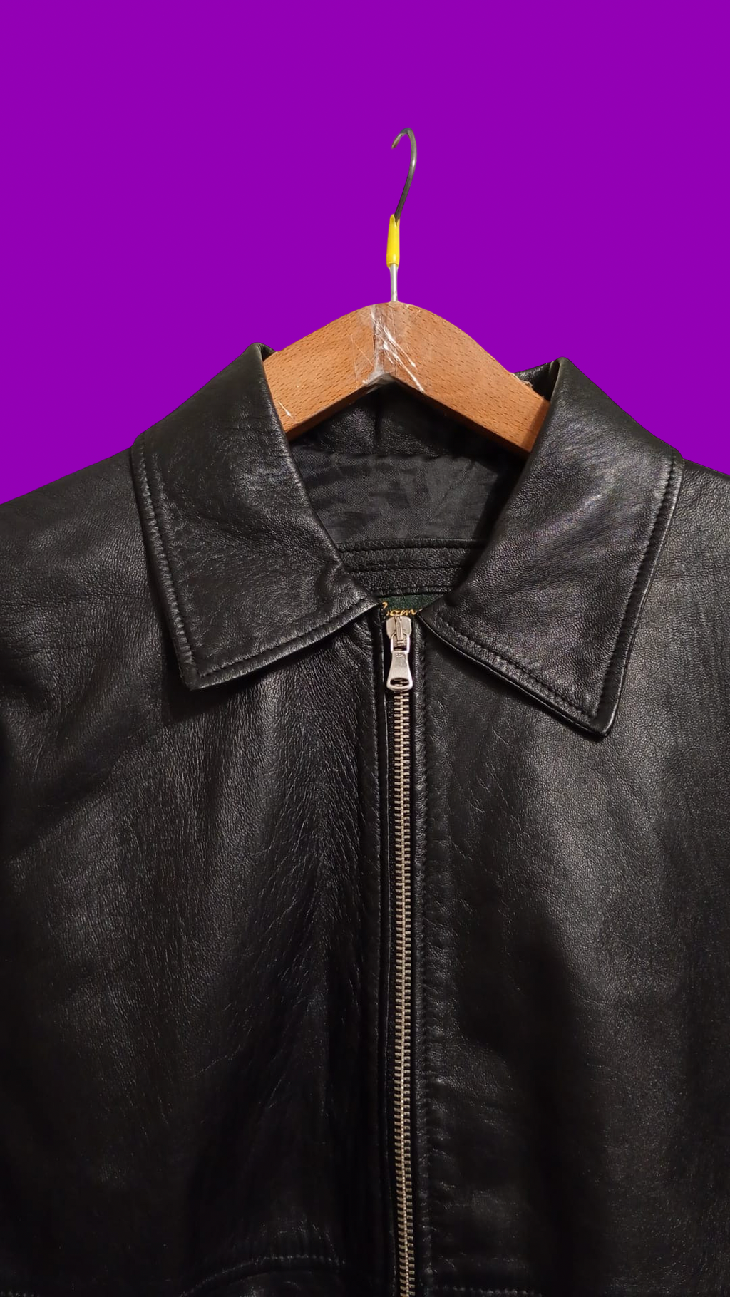 Vintage Black Fantasy 90's Spring Leather Jacket Unisex Size S