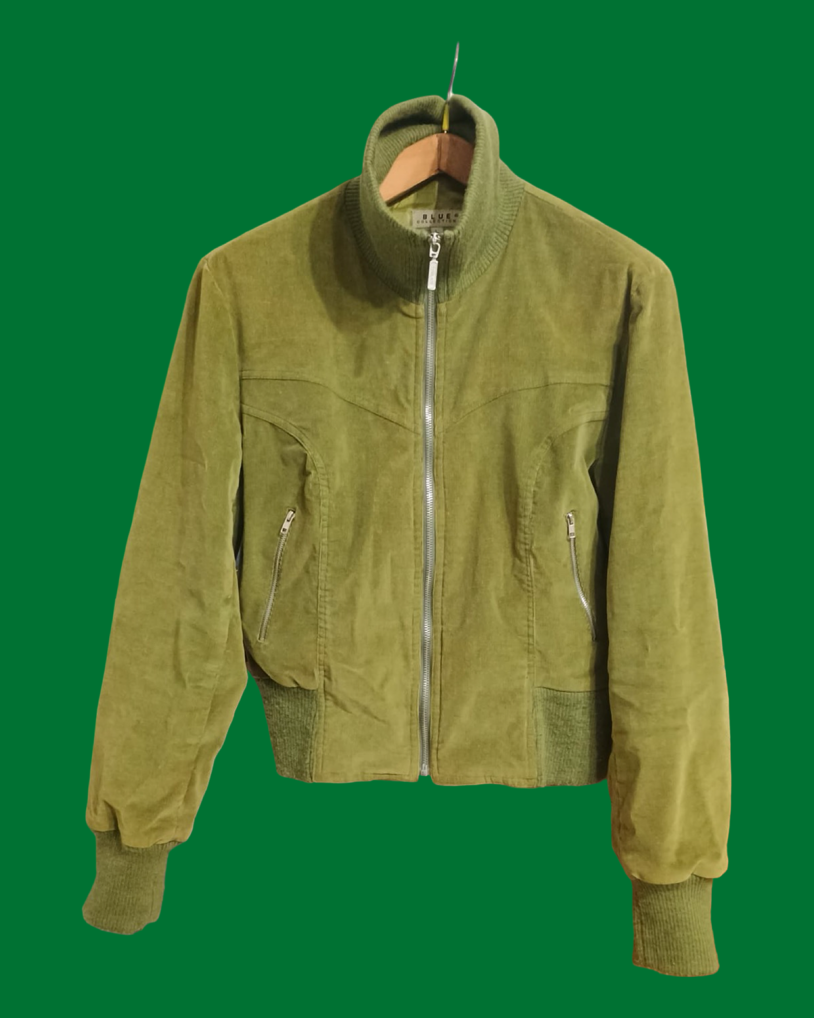 Vintage Green 90's Soft Velvet Jacket Woman Size L