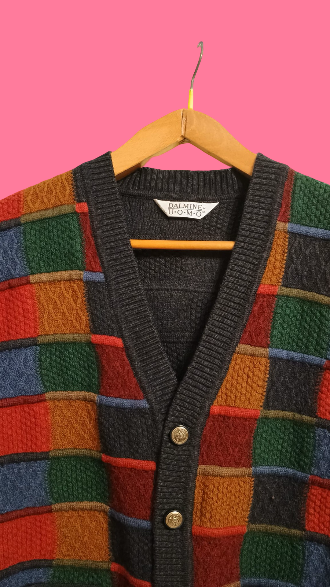 Vintage Multicolor Fantasy 90's Wool Gilet Unisex Size M