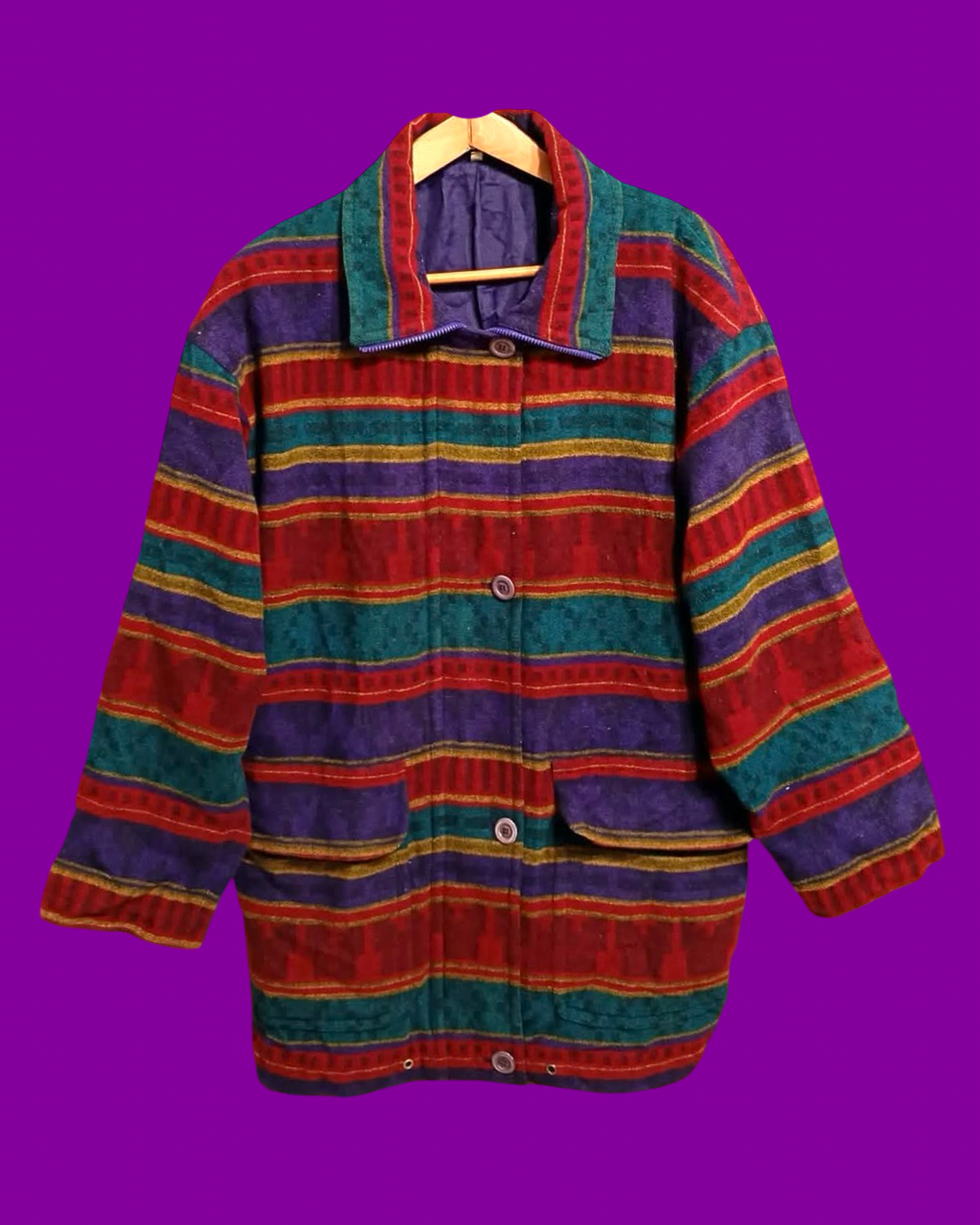 Vintage Multicolor Fantasy 90's Rare Coat Woman Size XL