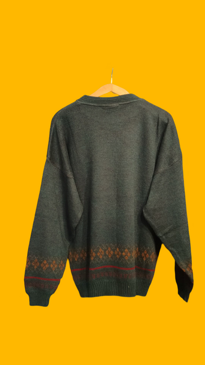 Maglione Vintage Multicolor A Fantasia Anni 90 Unisex Size L