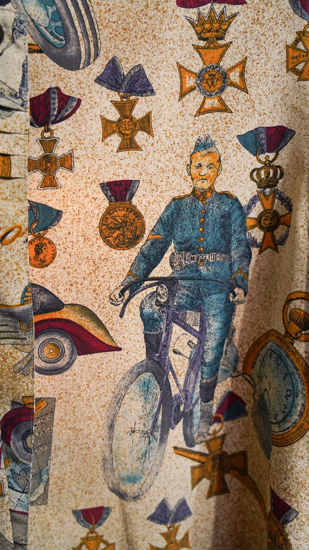 Vintage Multicolor Fantasy Pattern Shirt Long Sleeves Woman Size M