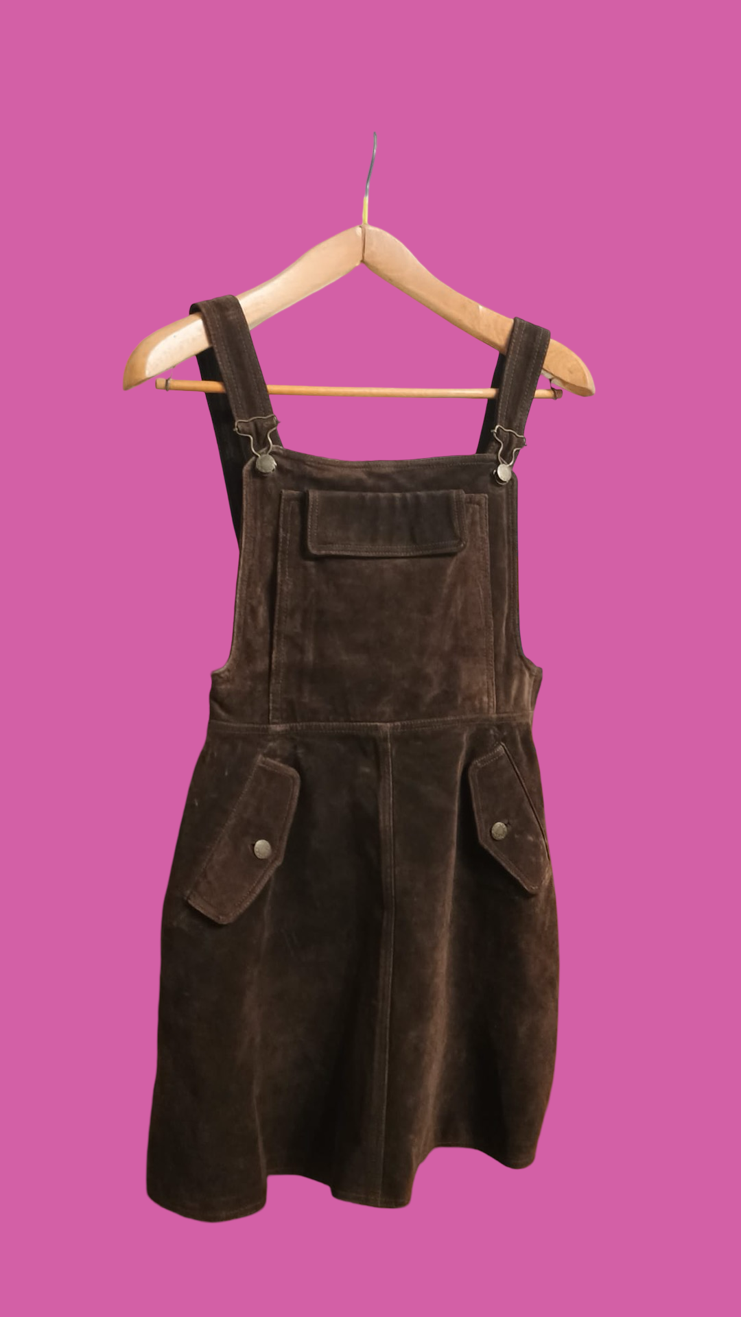 Vintage Brown 90's Leather Salopette Woman Size M