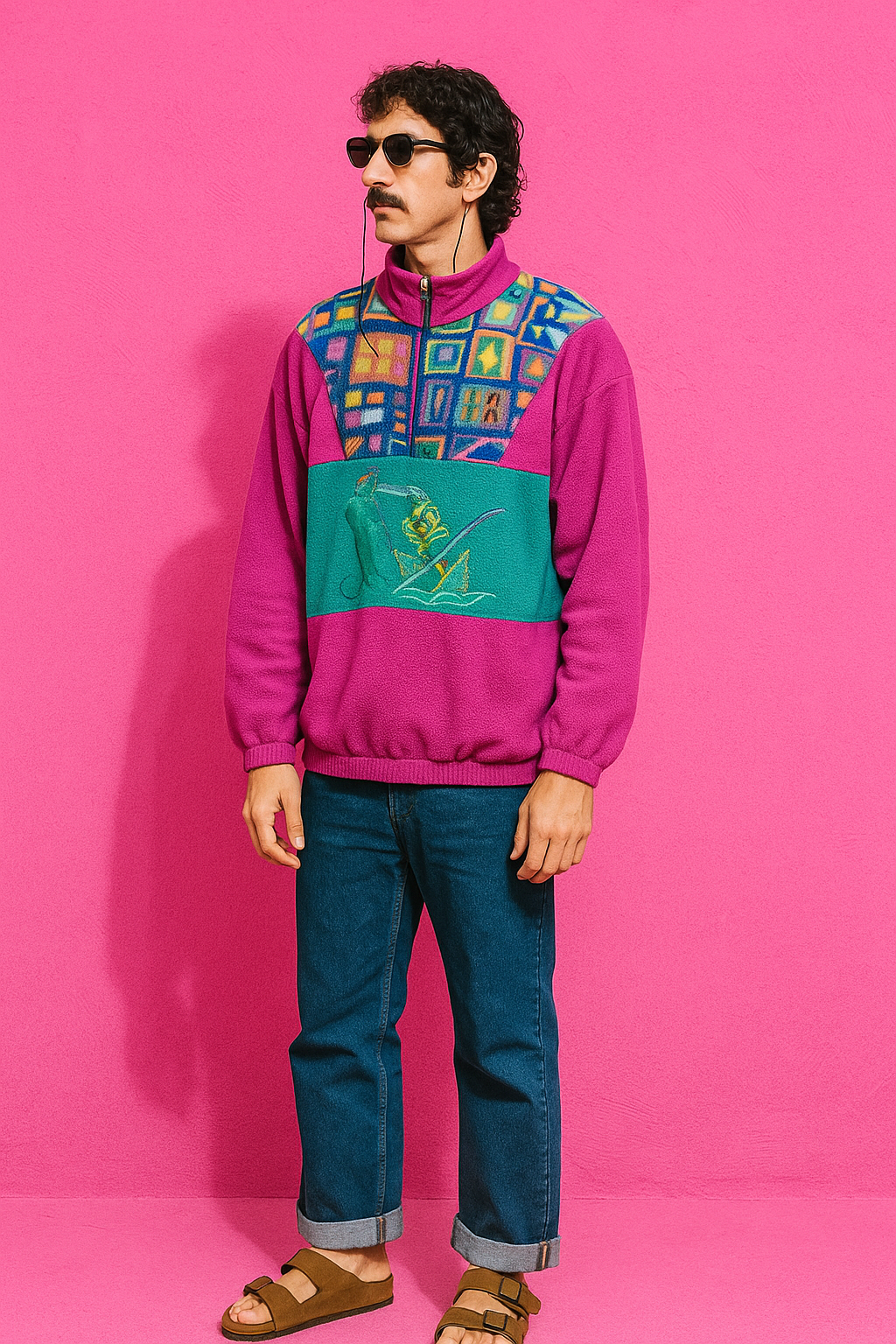 Sweatshirt Vintage Multicolor A Fantasia Anni 90 Unisex Size M