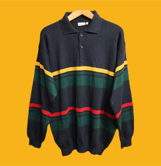 Maglione Vintage Multicolor A Fantasia Anni 90 Unisex Size XL