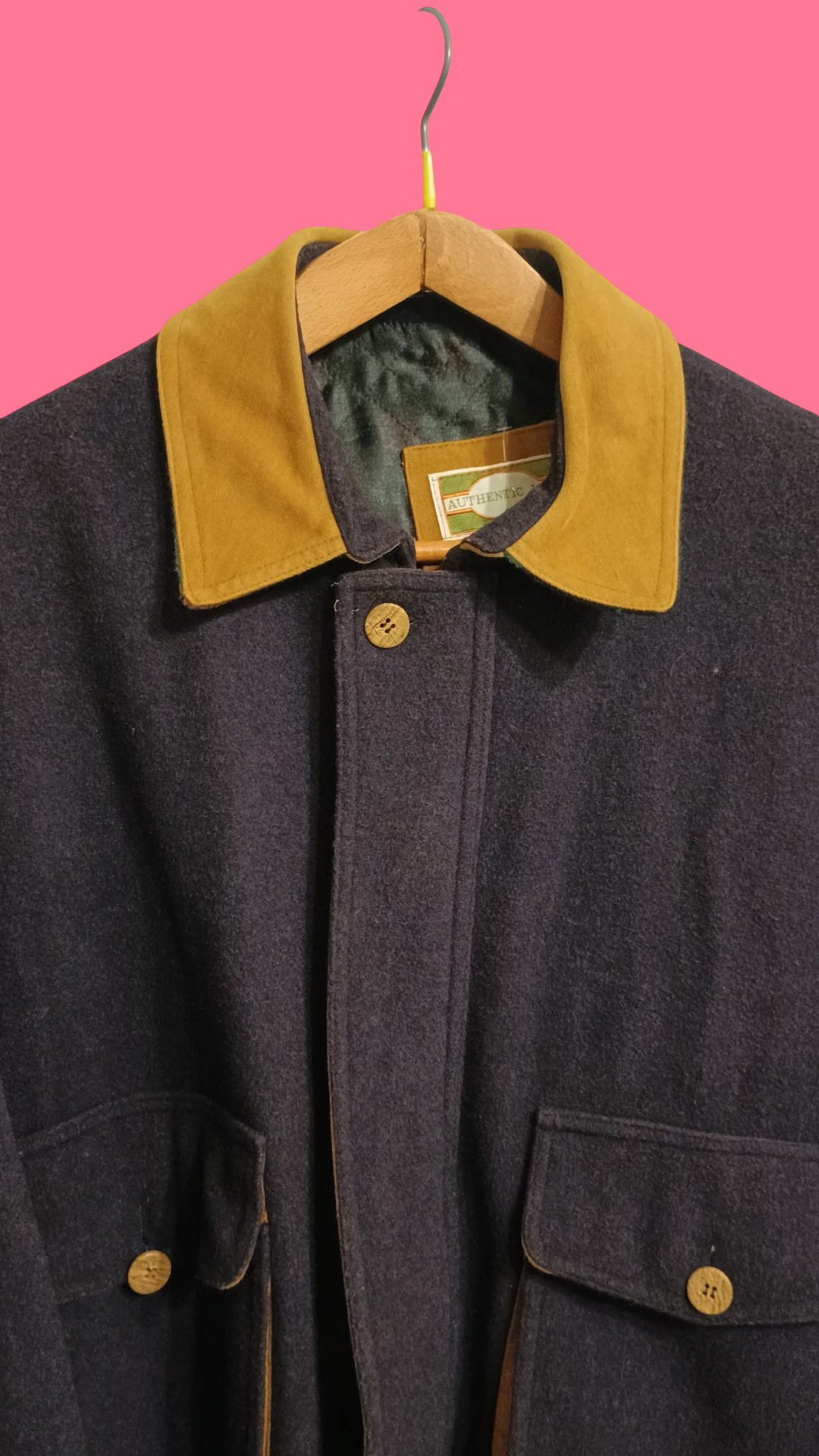 Vintage Green 90's Wool Coat Unisex Size L