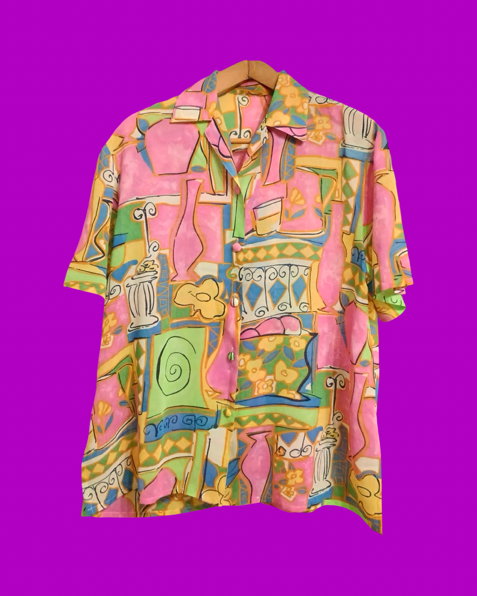 Vintage Multicolor Fantasy 90's Shirt Woman Size L