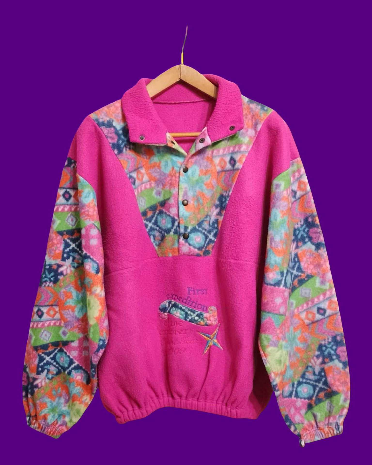 Vintage Multicolor Fantasy 90's Fleece Unisex Size L