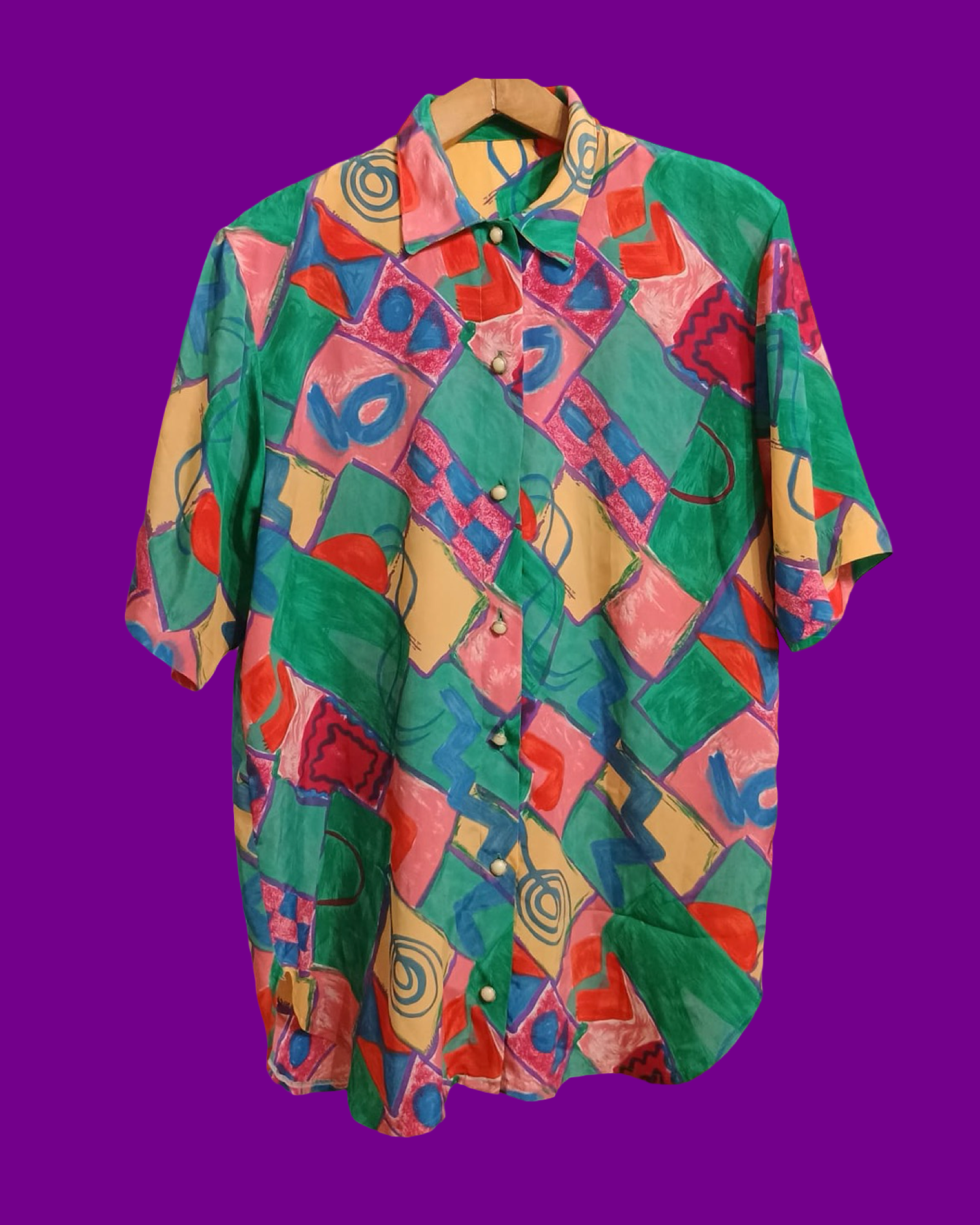 Vintage Multicolor Fantasy 90's Shirt Woman Size L