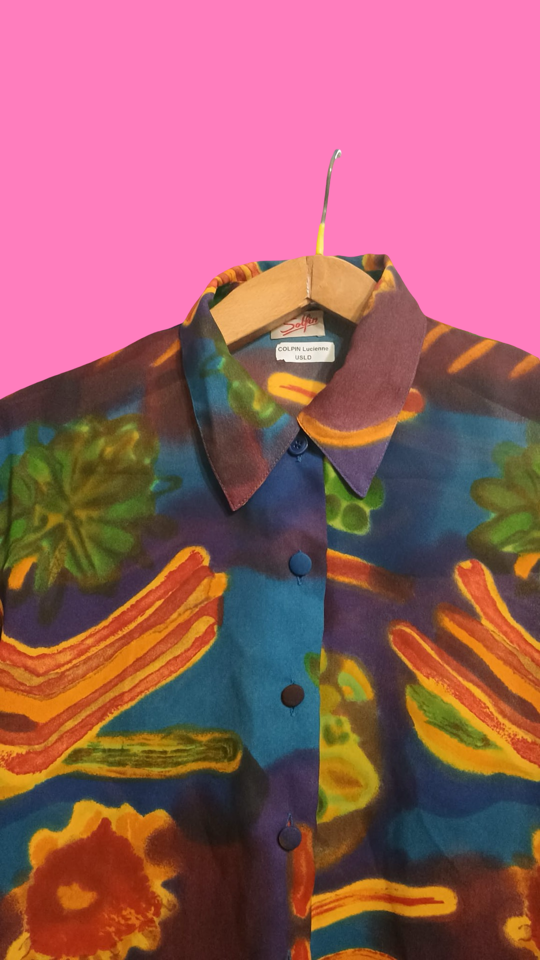 Vintage Multicolor Fantasy 90's Shirt Woman Size L
