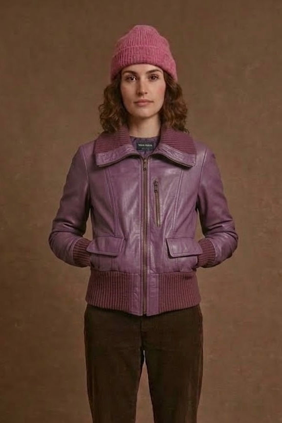 Vintage Bordeaux Spring Leather Jacket Woman Size S