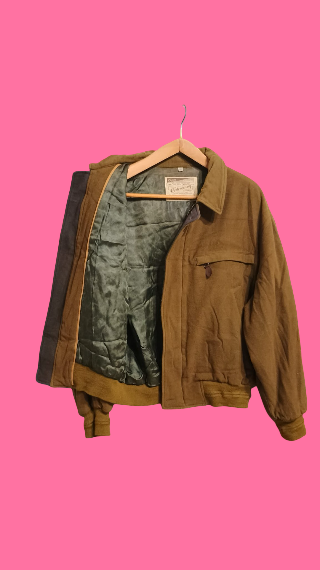 Vintage Green Fantasy 90's Wool Coat Unisex Size M