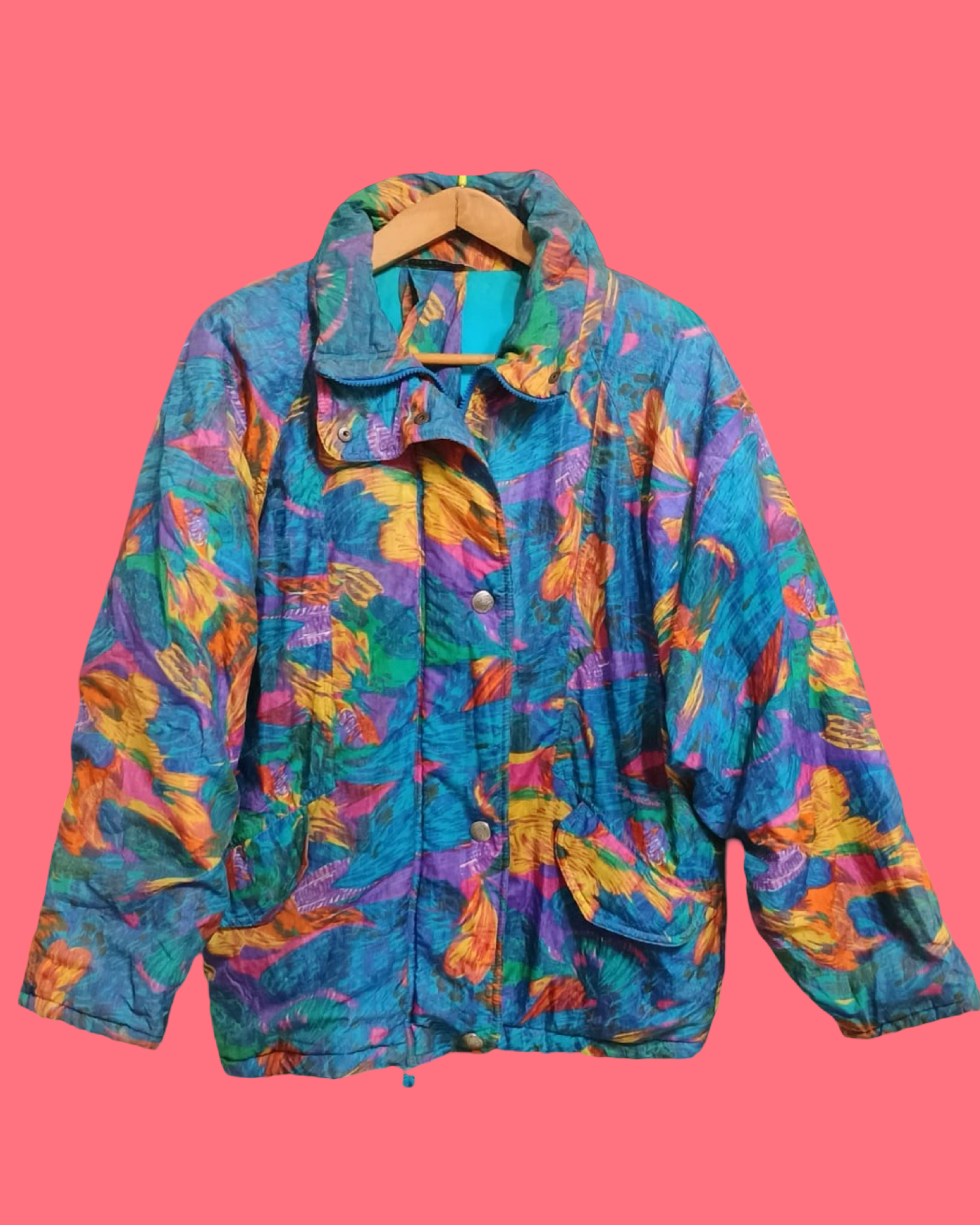 Vintage Multicolor Fantasy 90's Winter Jacket Woman Size XL