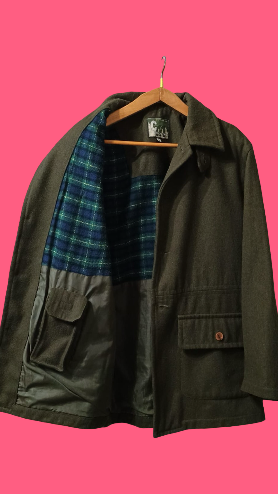 Vintage Multicolor Fantasy 90's Wool Coat Unisex Size L