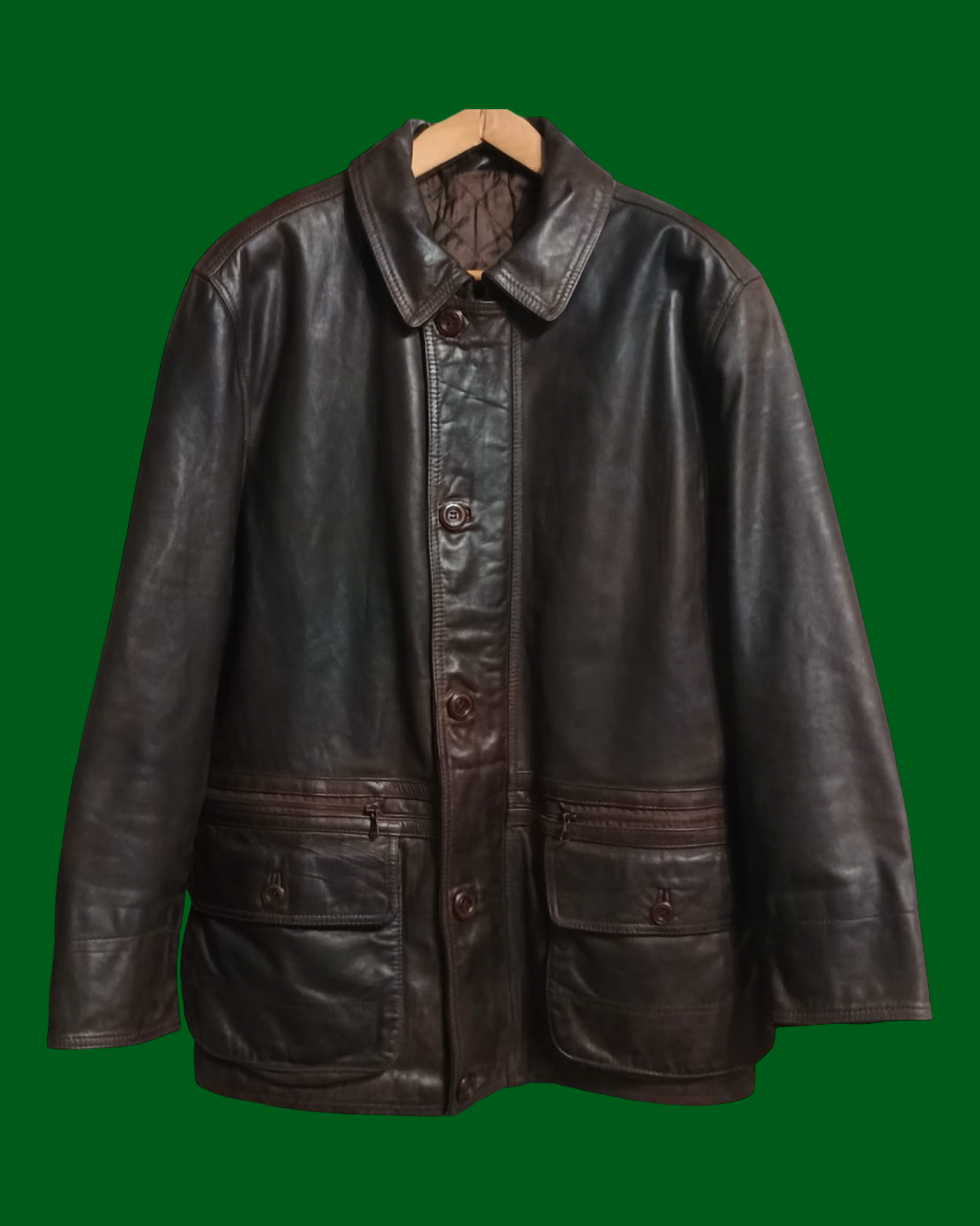 Vintage Brown Fantasy 90's Spring Leather Jacket Unisex Size L