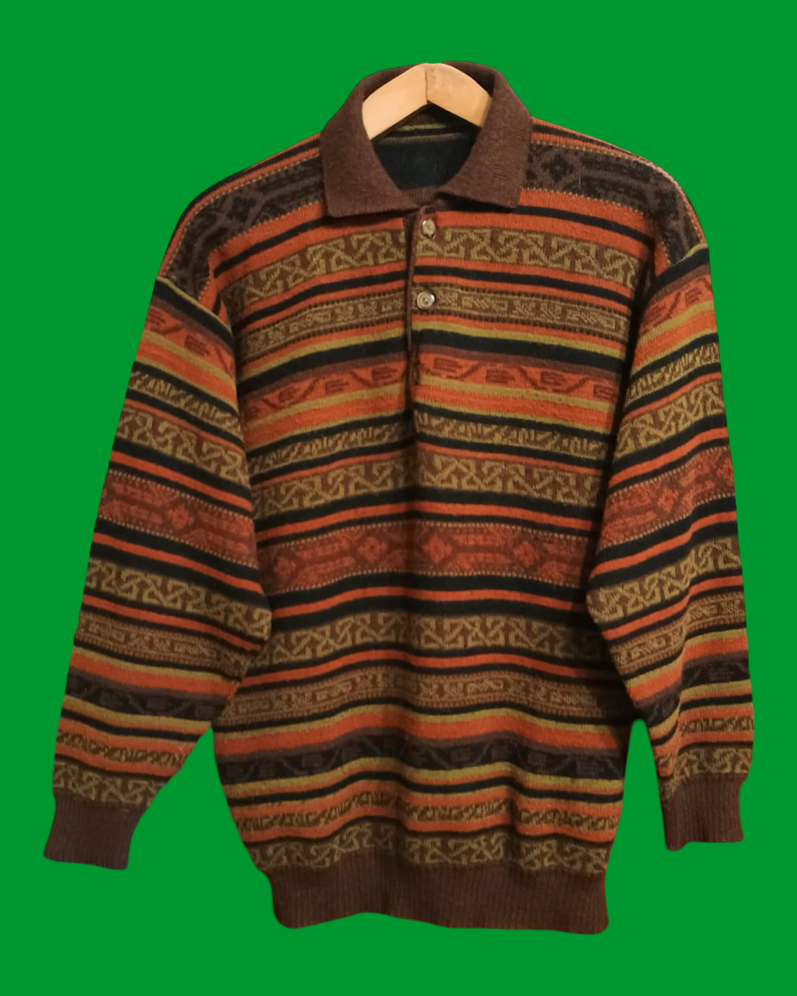Vintage Multicolor Fantasy 90's Wool Sweater Unisex Size L