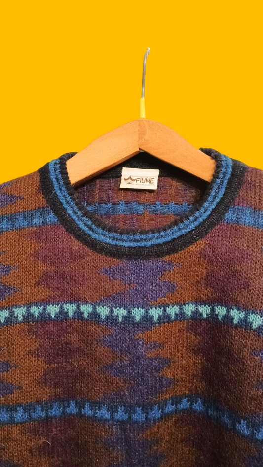 Maglione Vintage Multicolor A Fantasia Anni 90 Unisex Size XL