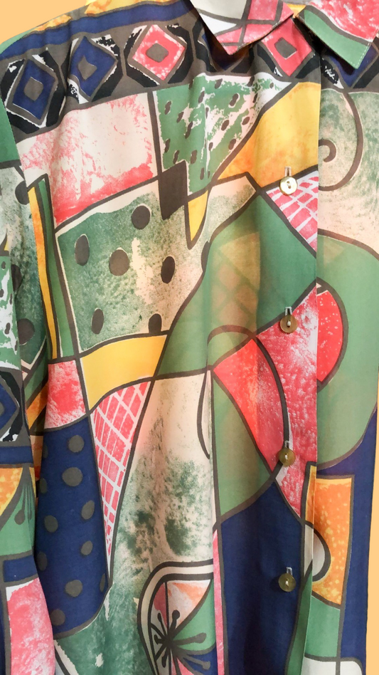 Vintage Multicolor Fantasy Shirt Woman Size L