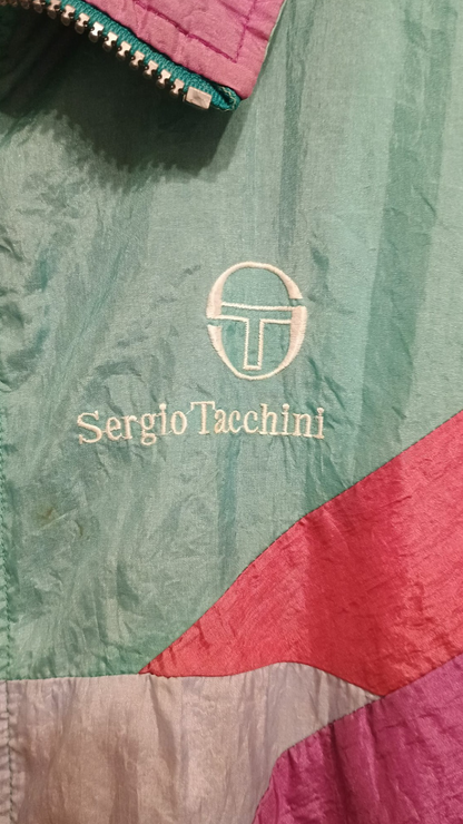 Soft Jacket Vintage Sergio Tacchini Multicolor A Fantasia Anni 90 Unisex Size XL
