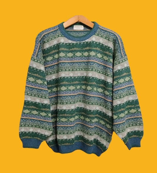 Maglione Vintage Multicolor A Fantasia Anni 90 Unisex Size XL