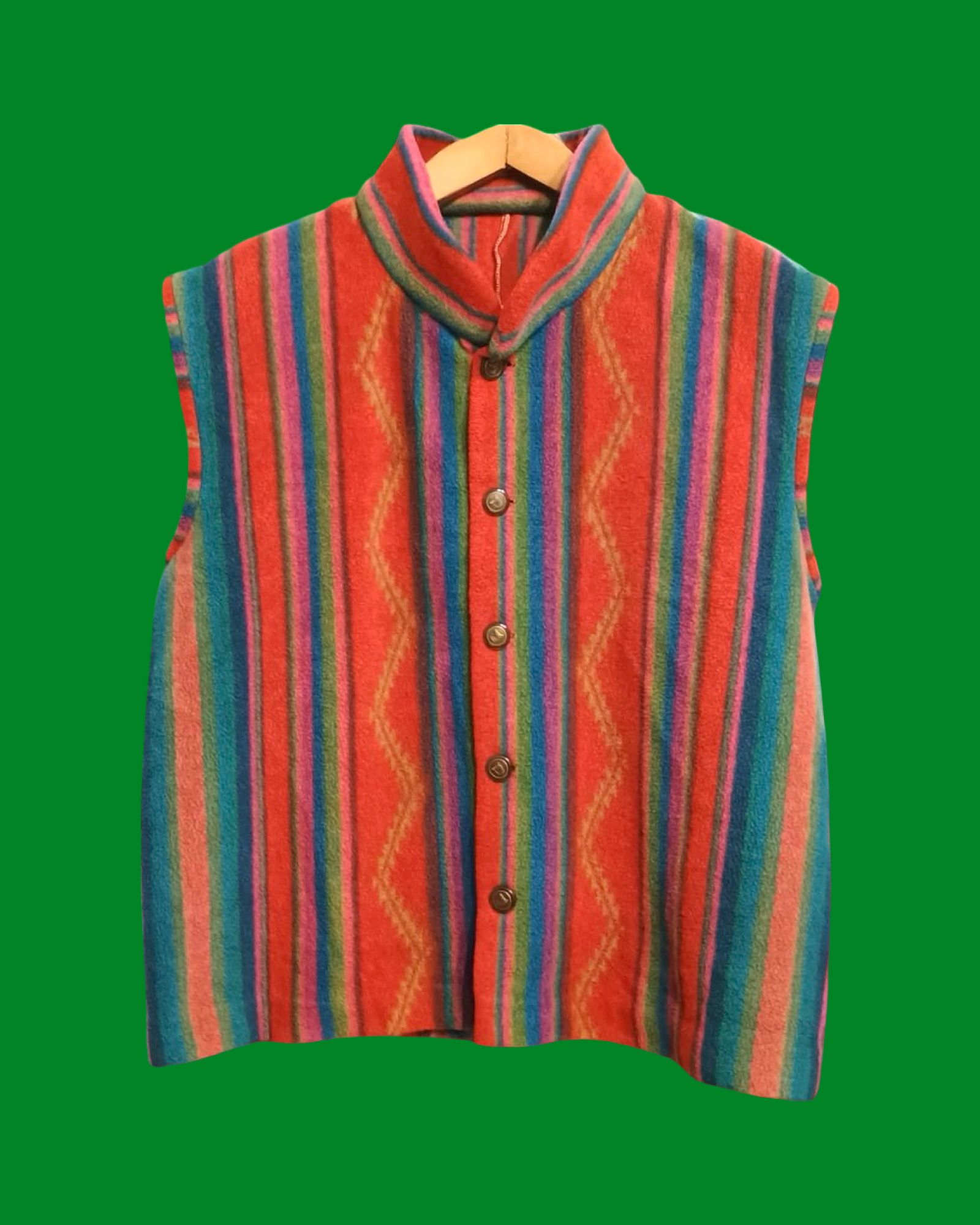 Vintage Multicolor Fantasy 90's Pile Gilet Unisex Size M
