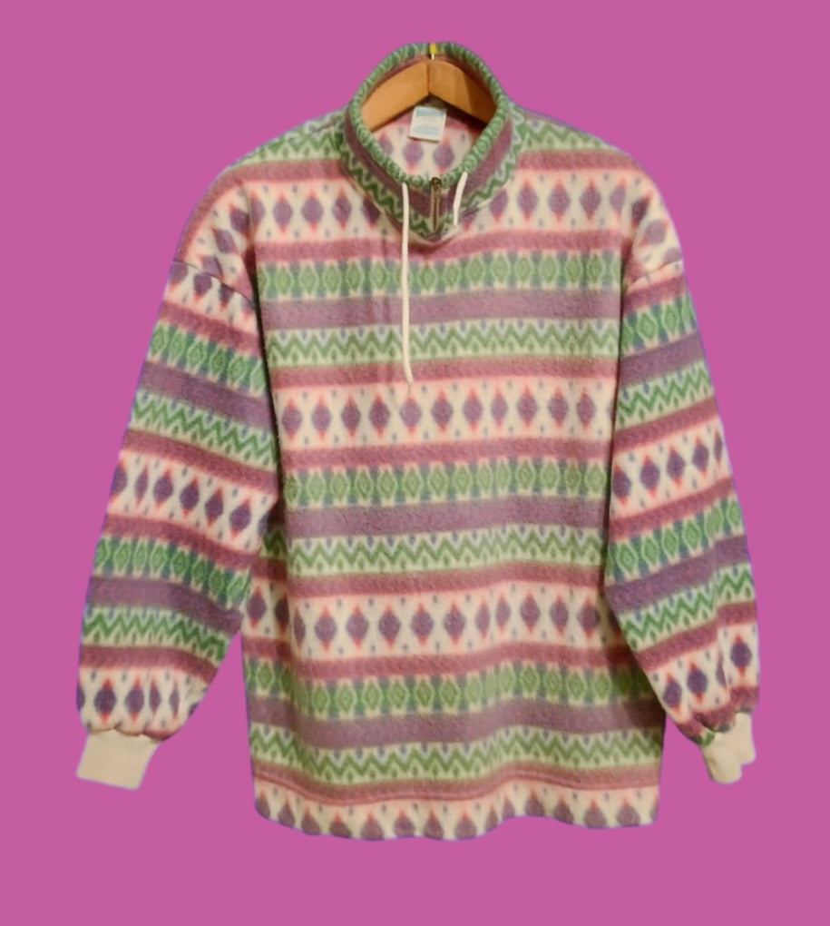Sweatshirt Vintage Multicolor A Fantasia Anni 90 Unisex Size M