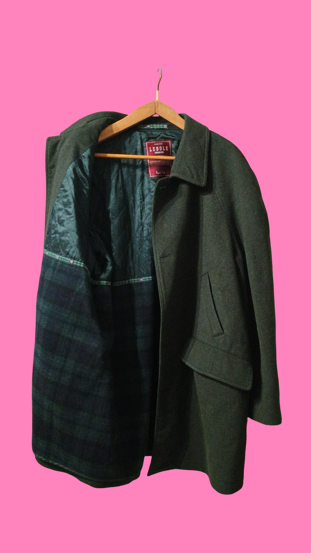 Vintage Green Fantasy 90's Wool Coat Unisex Size XL