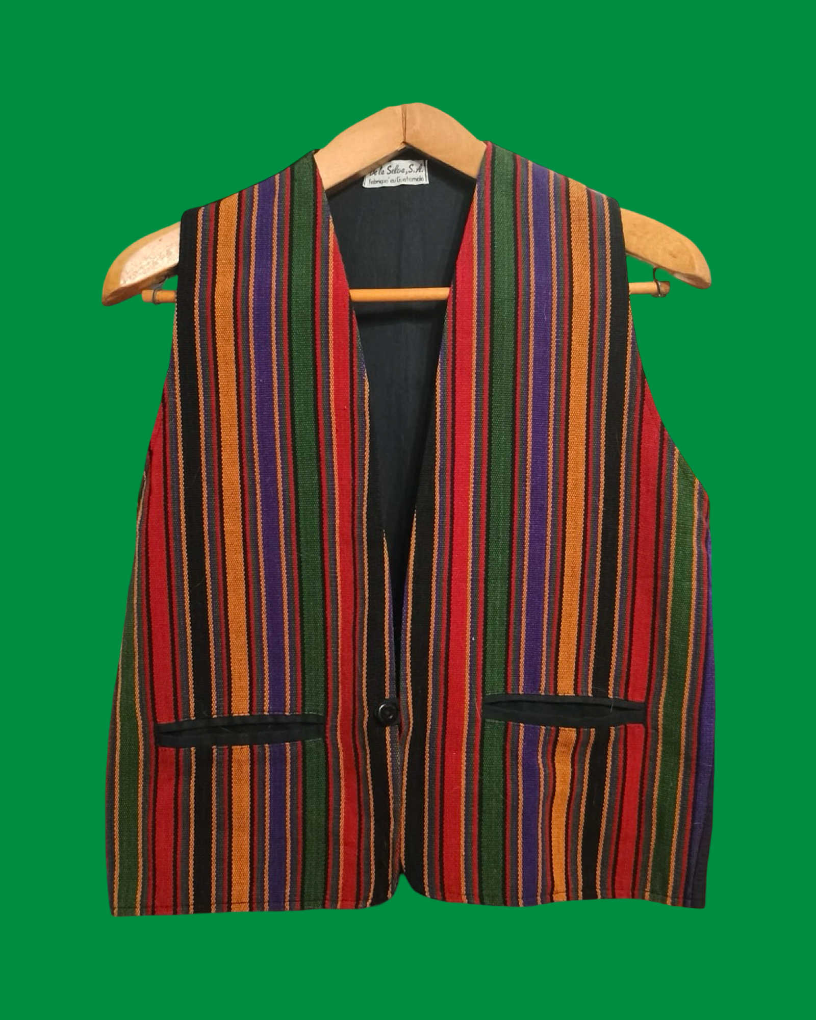 Vintage Green 90's Camoscio Gilet Unisex Size M