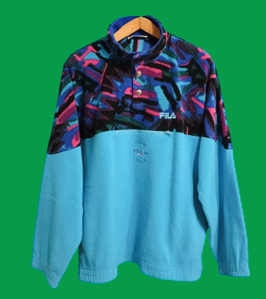 Sweatshirt Fila Vintage Multicolor A Fantasia Anni 90 Unisex Size XL