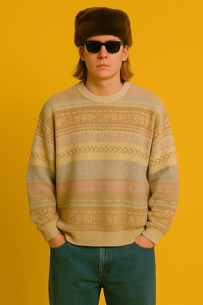 Maglione Vintage Multicolor A Fantasia Anni 90 Unisex Size L