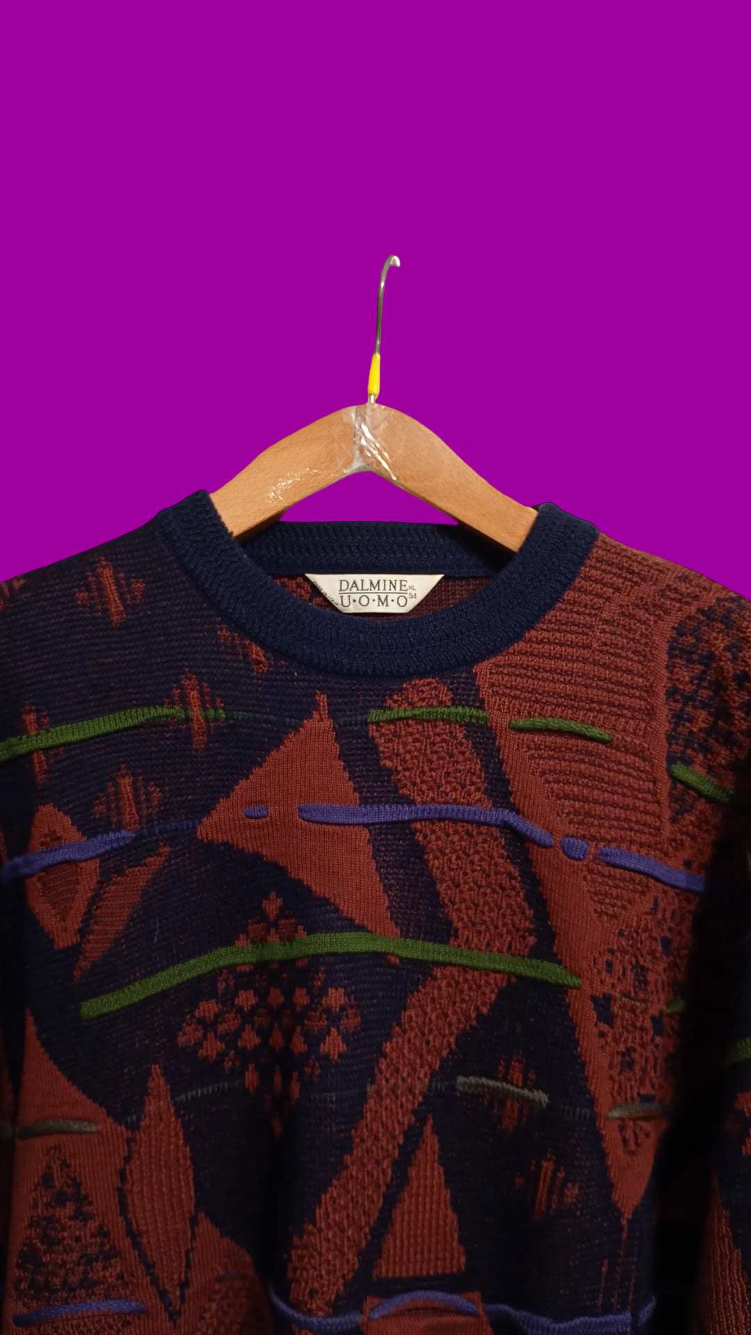 Vintage Multicolor Fantasy 90's Rare Wool Sweater Unisex Size L