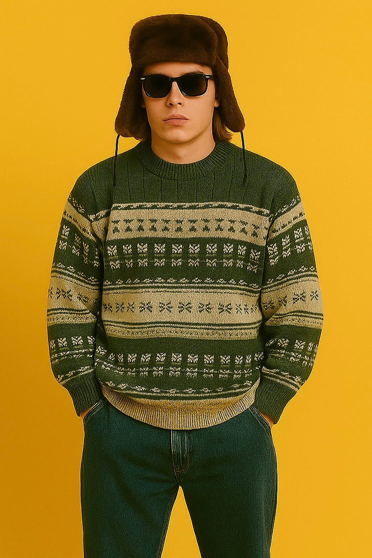 Maglione Vintage Multicolor A Fantasia Anni 90 Unisex Size XL