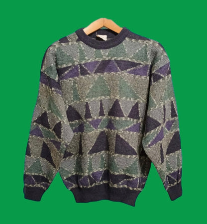 Maglione Vintage Multicolor A Fantasia Anni 90 Unisex Size M