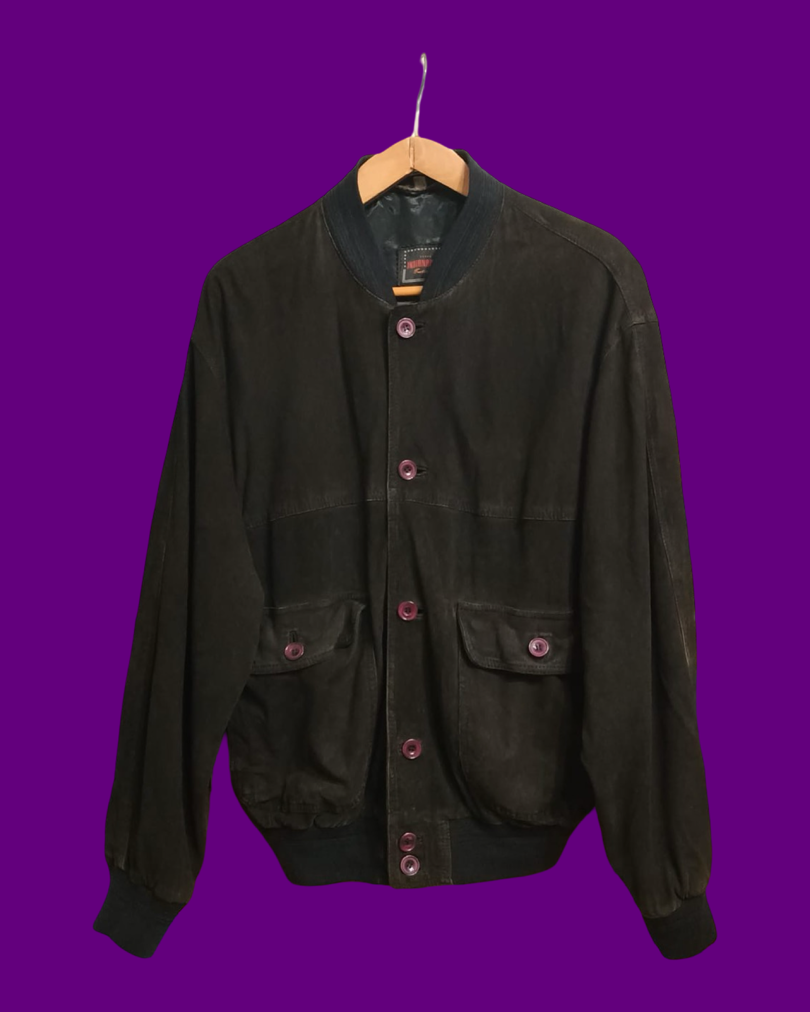 Vintage Black Fantasy 90's Spring Camoscio Jacket Unisex Size M