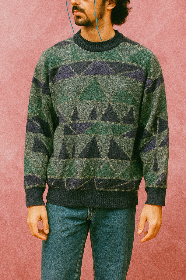Maglione Vintage Multicolor A Fantasia Anni 90 Unisex Size M
