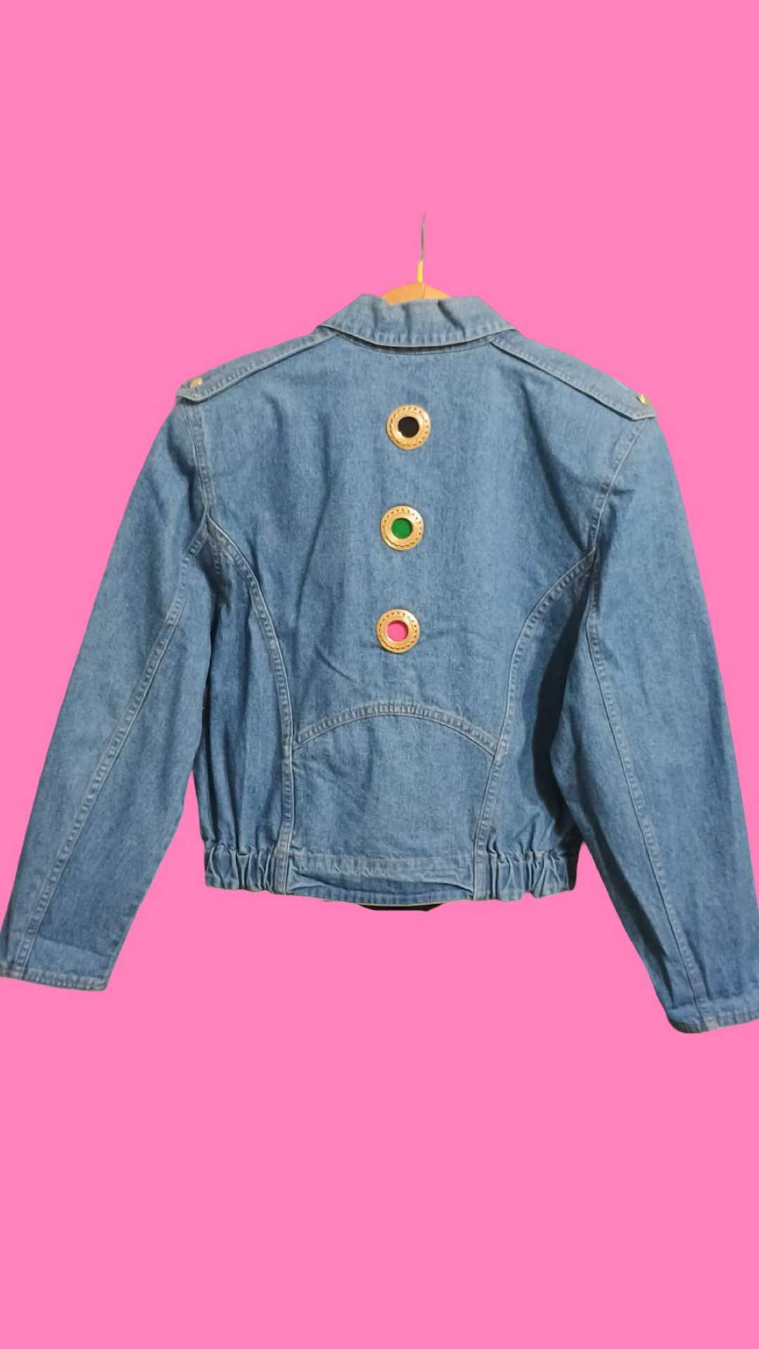 Jeans Jacket Vintage Multicolor A Fantasia Anni 90 Woman Size M