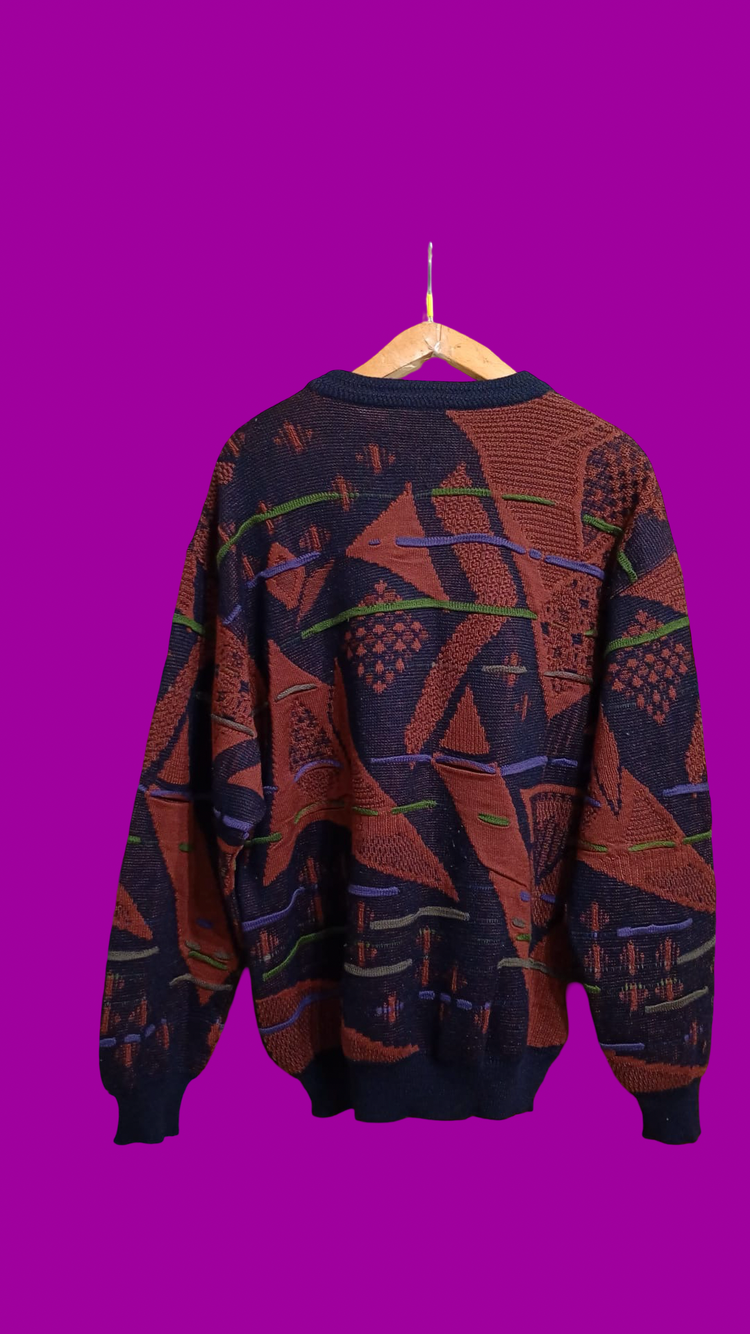 Vintage Multicolor Fantasy 90's Rare Wool Sweater Unisex Size L