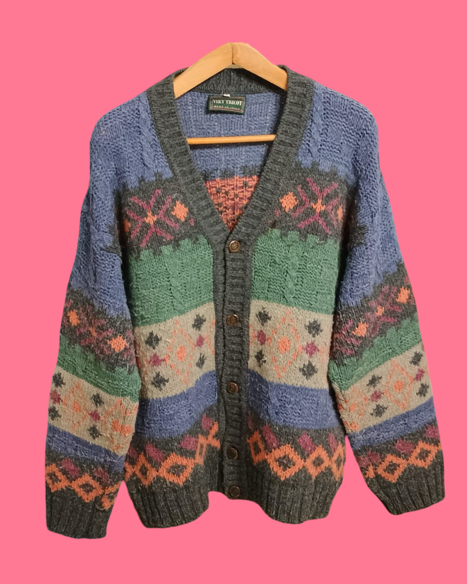 Vintage Multicolor Fantasy 90's Sweater Unisex Size L