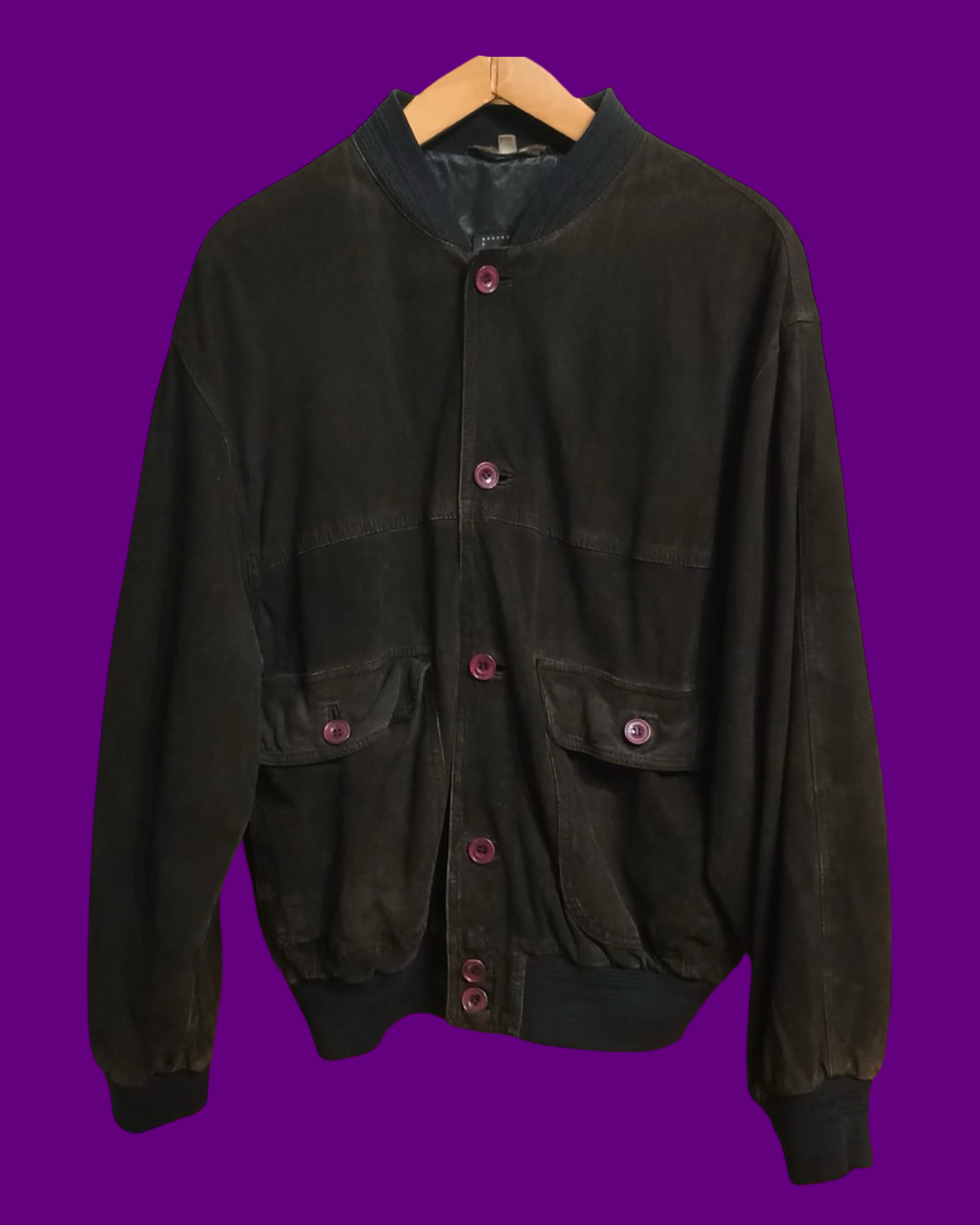 Vintage Black Fantasy 90's Spring Camoscio Jacket Unisex Size M