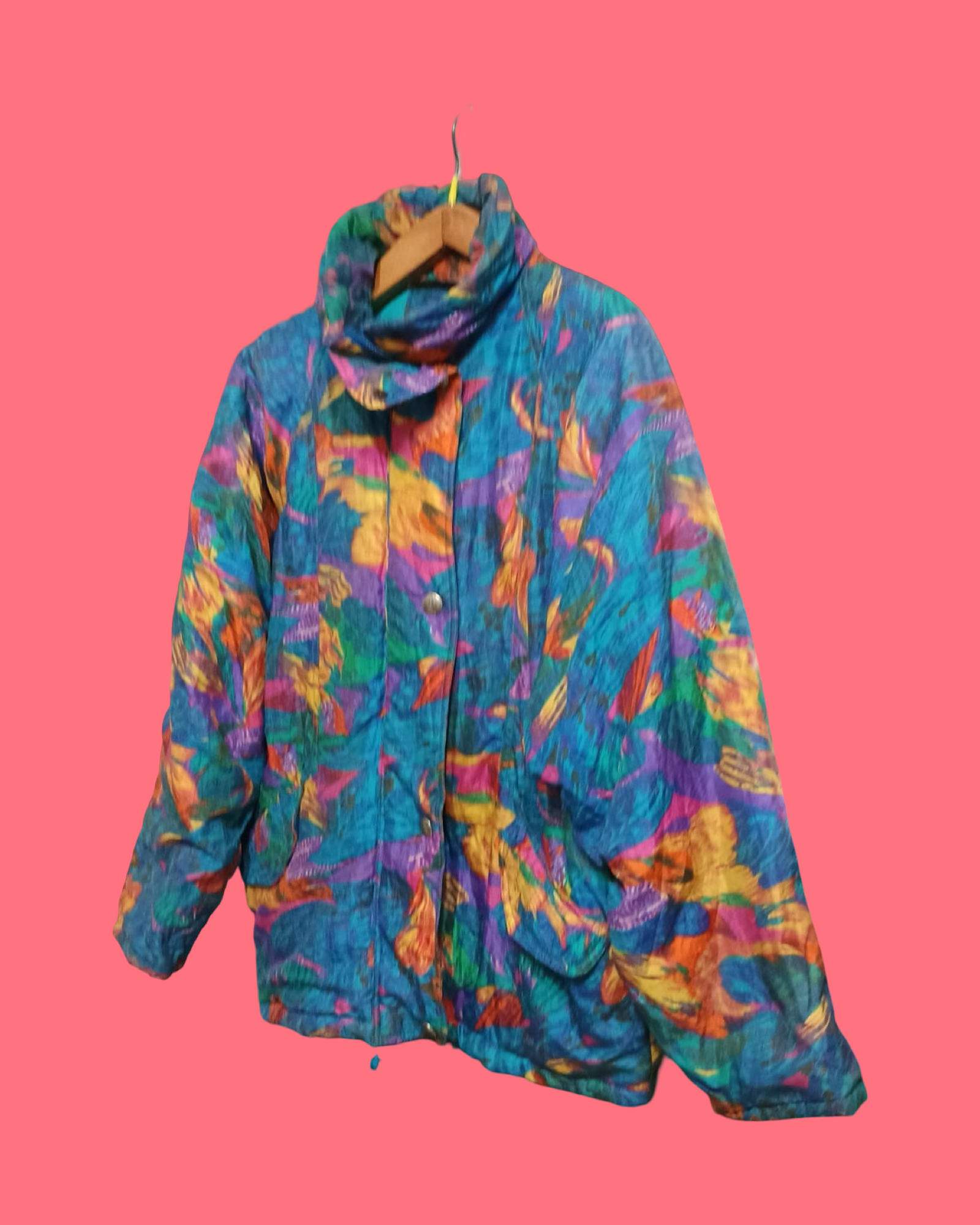 Vintage Multicolor Fantasy 90's Winter Jacket Woman Size XL