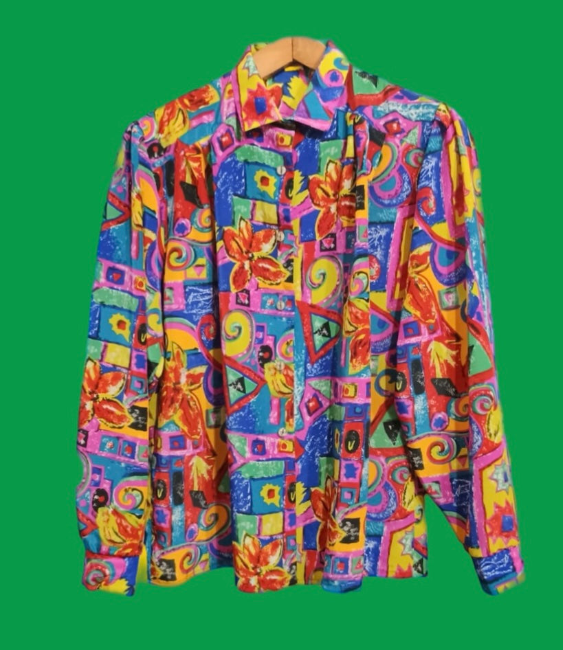 Vintage Multicolor Fantasy 90's Shirt Woman Size M
