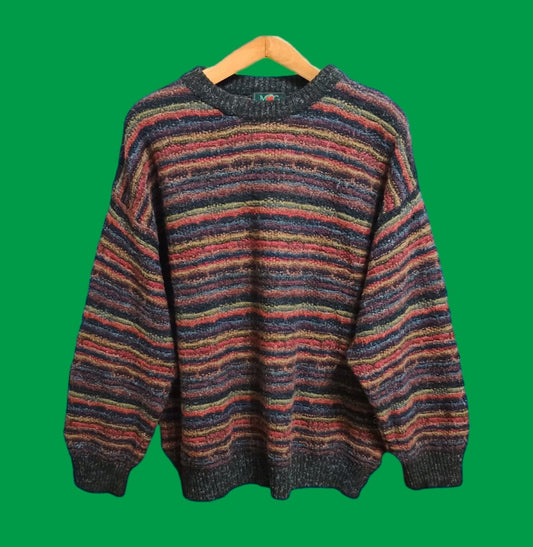 Maglione Vintage Multicolor A Fantasia Anni 90 Unisex Size L