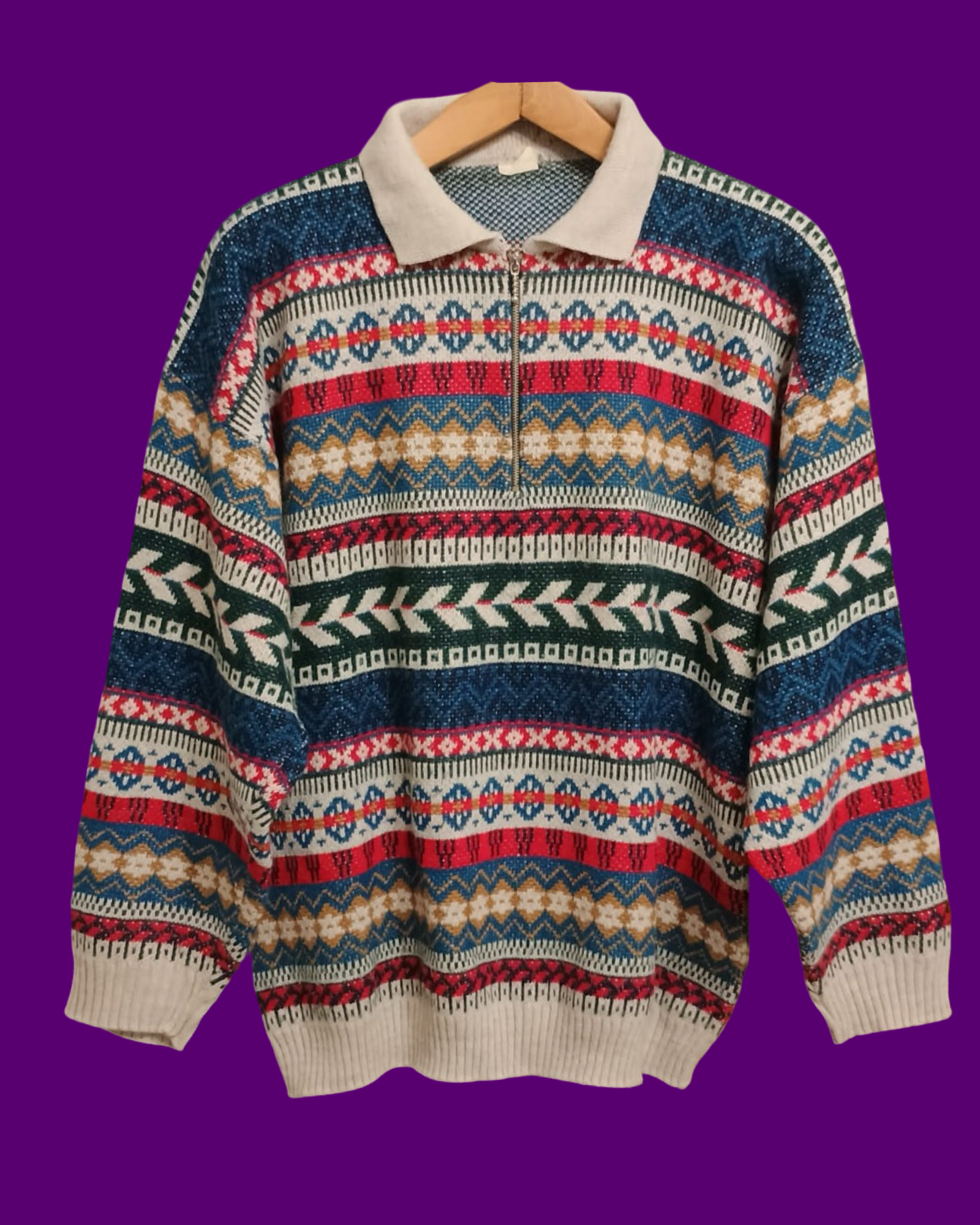 Vintage Multicolor Fantasy 90's Sweater Unisex Size L