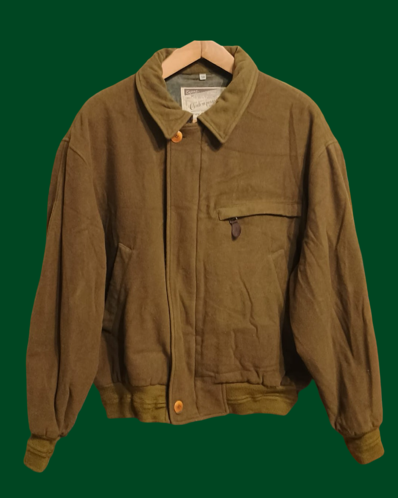 Vintage Green Fantasy 90's Wool Coat Unisex Size M