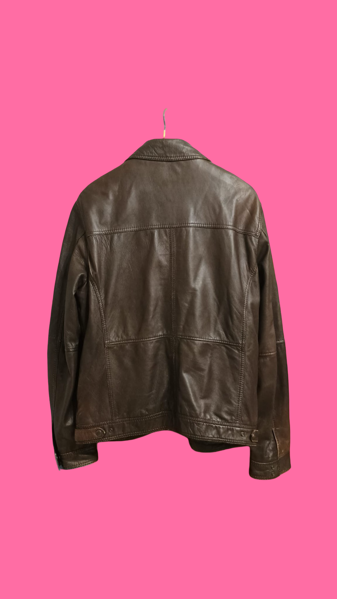 Vintage Brown 90's Spring Leather Jacket Unisex Size XL