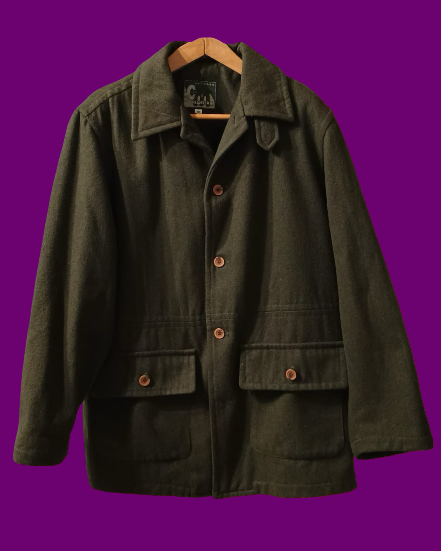 Vintage Multicolor Fantasy 90's Wool Coat Unisex Size L