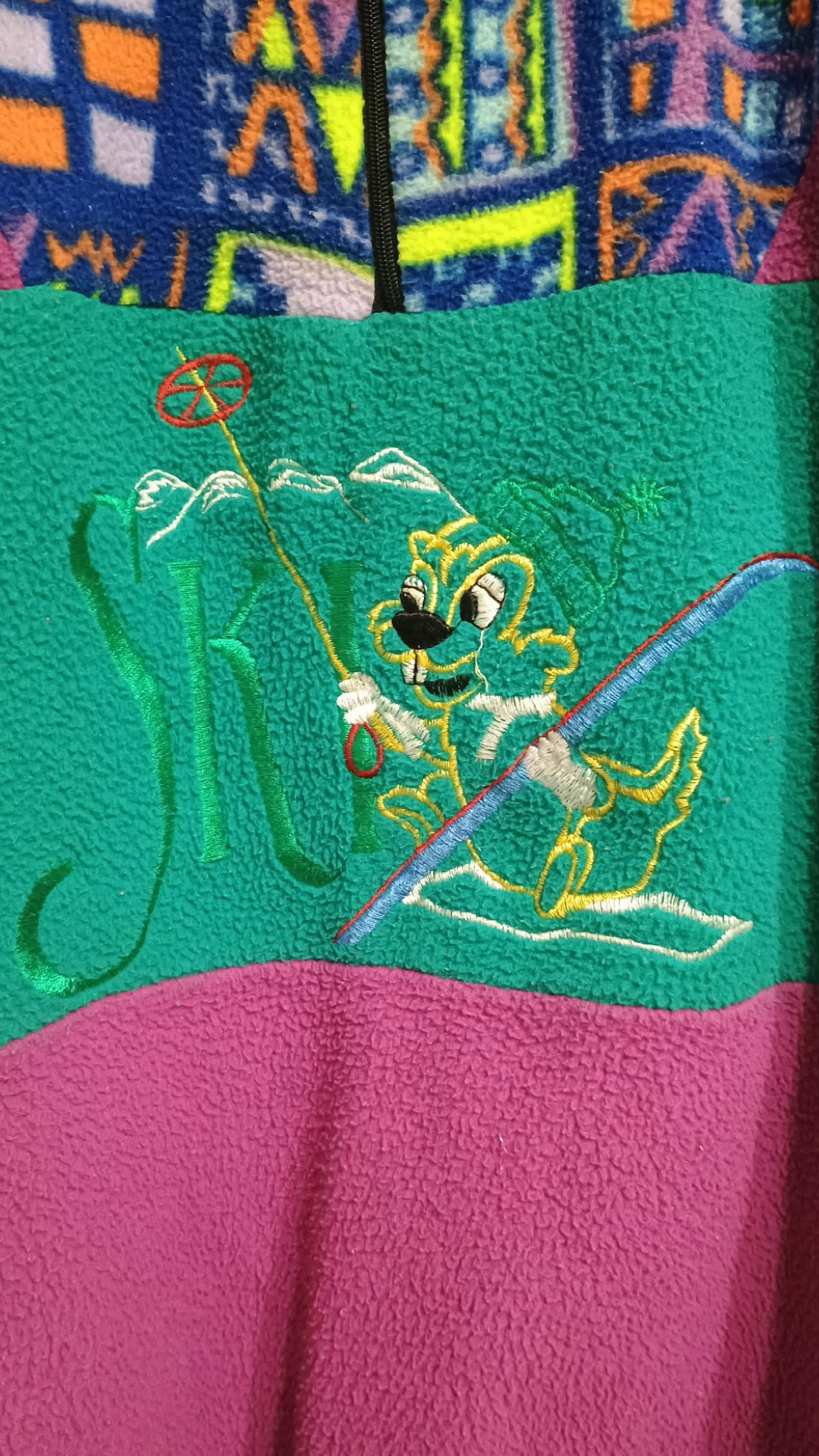 Sweatshirt Vintage Multicolor A Fantasia Anni 90 Unisex Size M