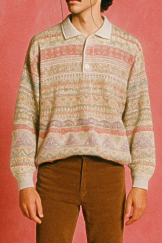 Maglione Vintage Multicolor A Fantasia Anni 90 Unisex Size XL