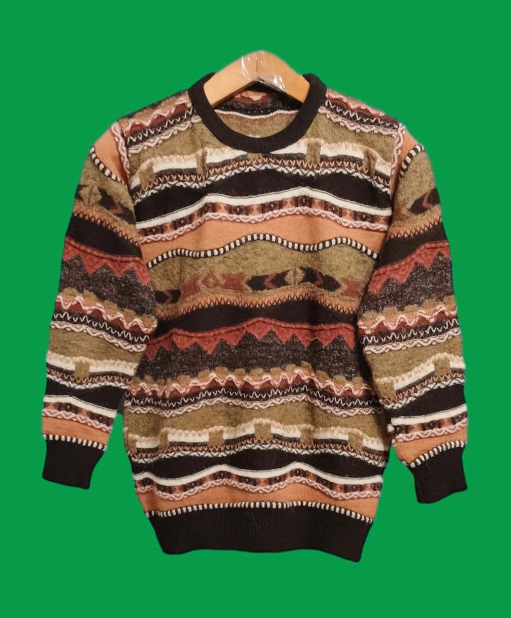 Maglione Vintage Multicolor A Fantasia Anni 90 Unisex Size S