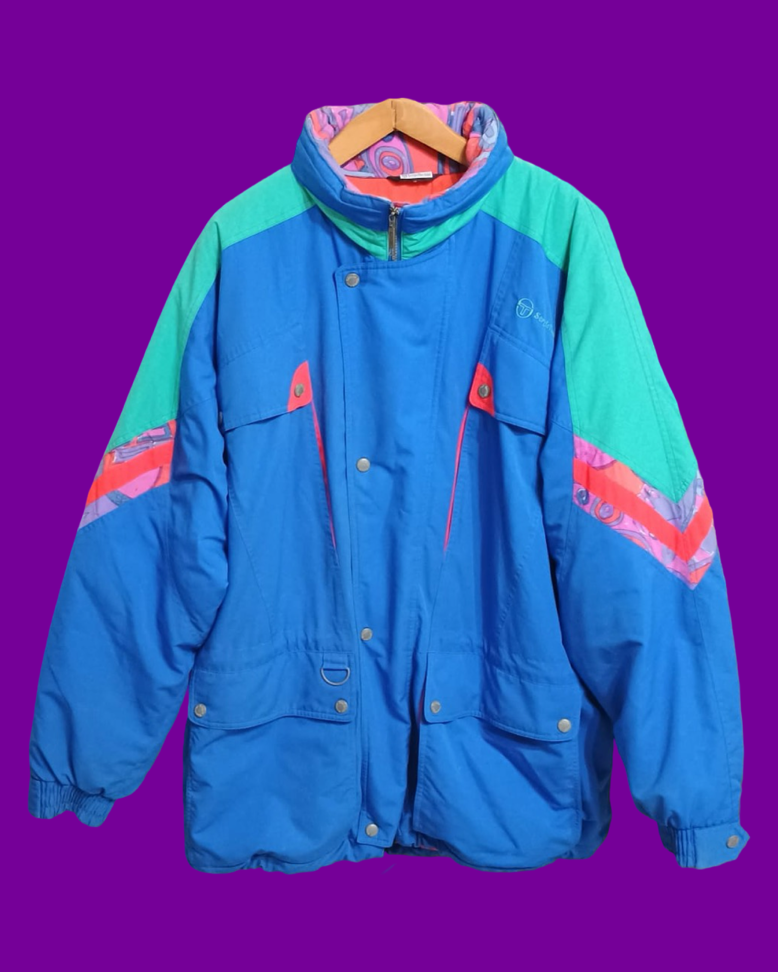 Vintage Multicolor Fantasy 90's Sergio Tacchini Snow Jacket Unisex Size XL